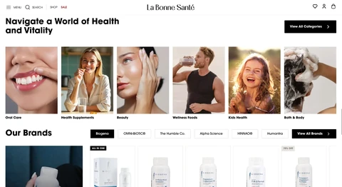 La Bonne Santé health and wellness e-commerce storefront