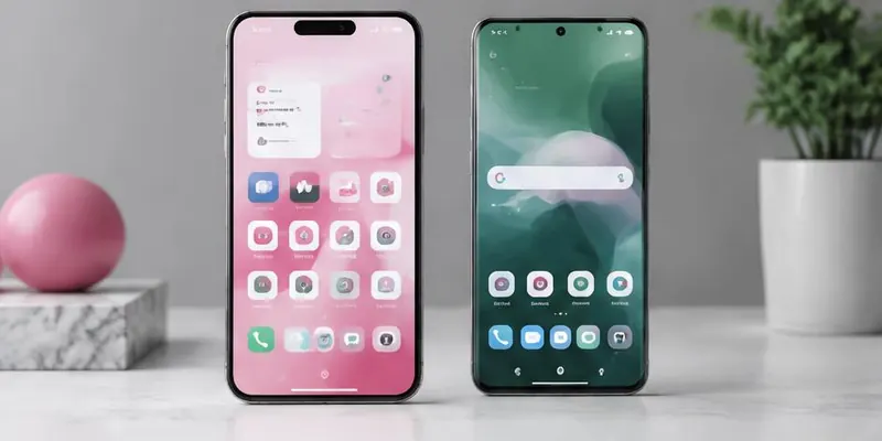 Two phones with distinct native app interfaces