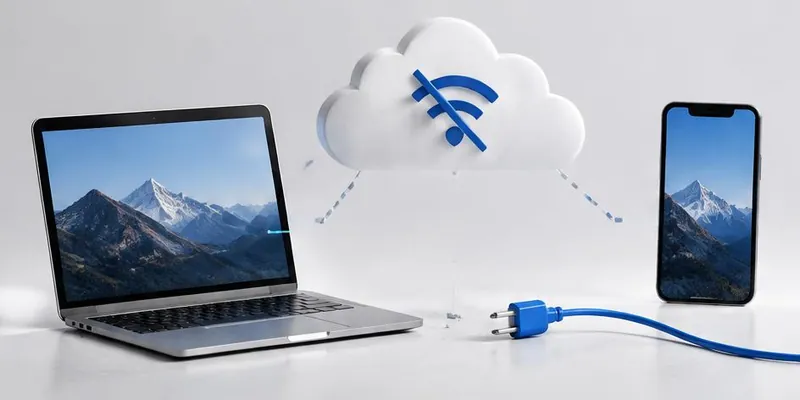 Laptop and phone with an offline cloud